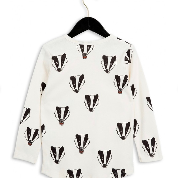 Mini Rodini Designer badger print kids long sleeve button top organic cotton 5-7 - Picture 2 of 12